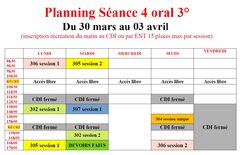 Galerie photo Planning des séances